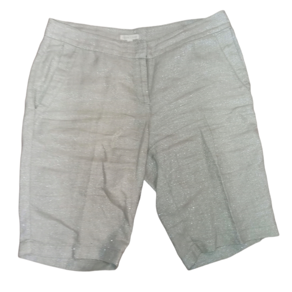 Sz 8 Eileen Fisher Natural Twinkle Organic Linen Bermuda Shorts